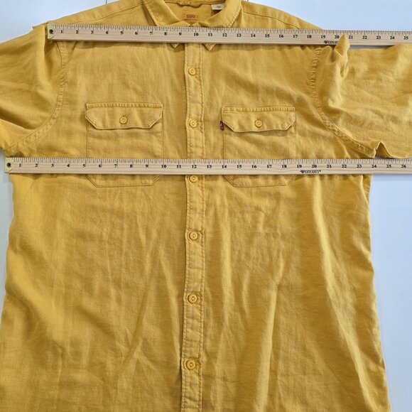Levi's Relaxed Fit Shirt Mens L Mustard Yellow LS Cotton Buttons Pockets Western - Picture 4 of 16